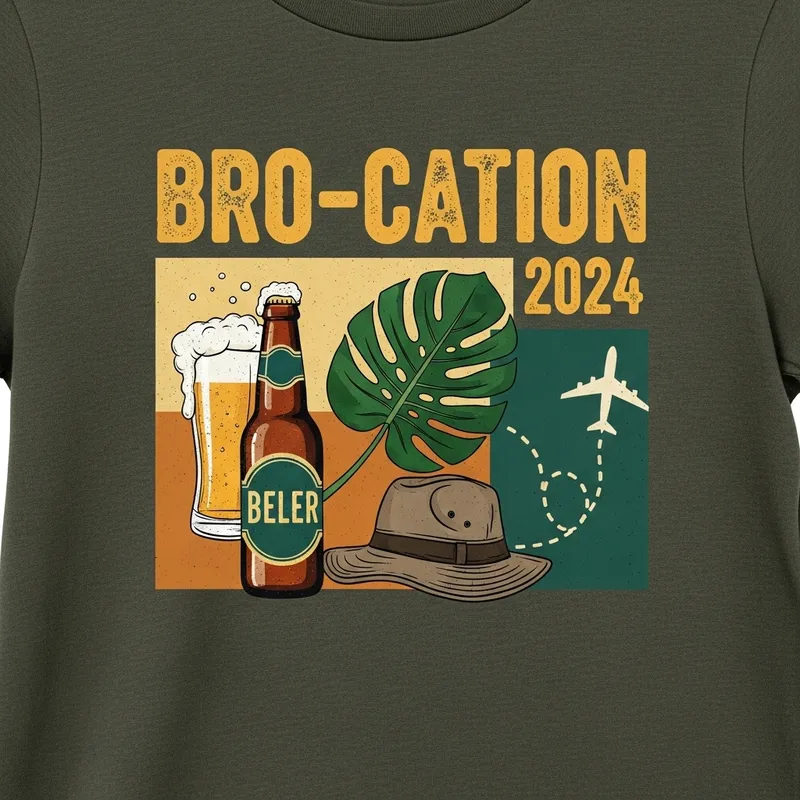Guys Trip 2024 T-shirt Design with BRO-CATION Theme