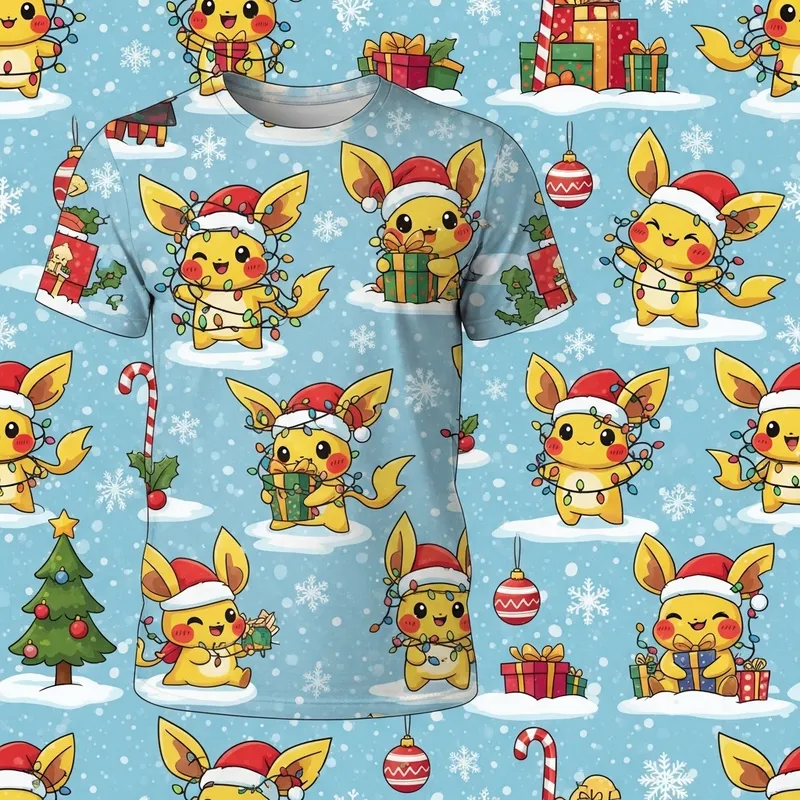Cute Holiday Pattern with Electric Creature