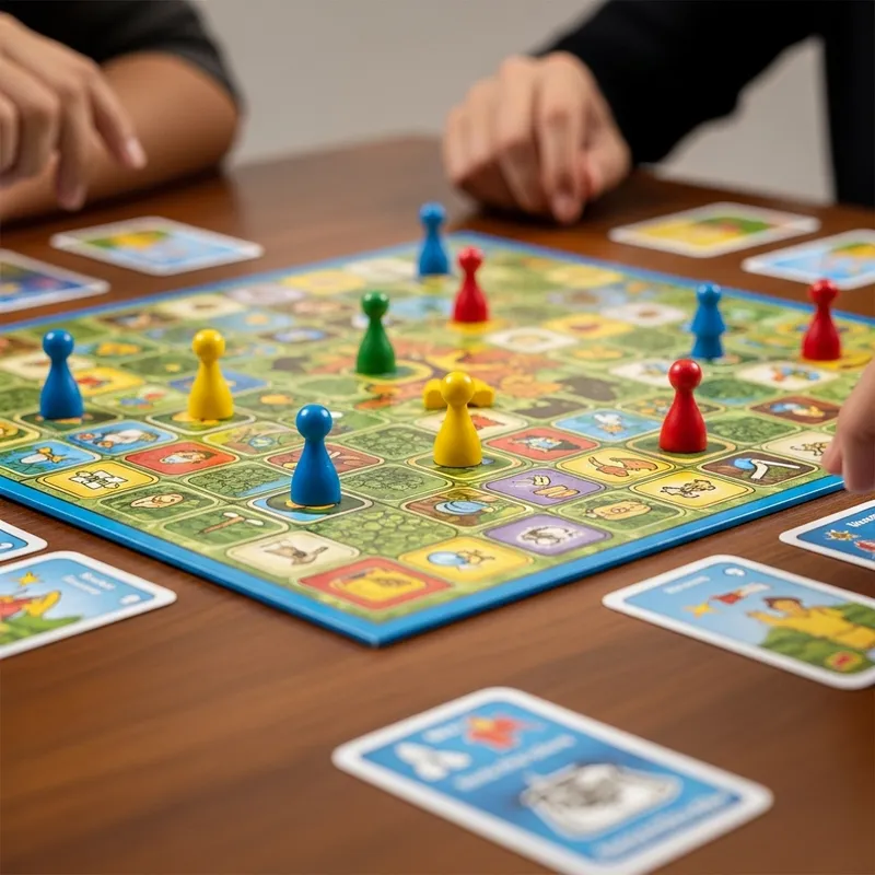 Vibrant Board Game Scene | Lively Play & Colorful Components Vibrant Board Game Scene | Lively Play & Colorful Components