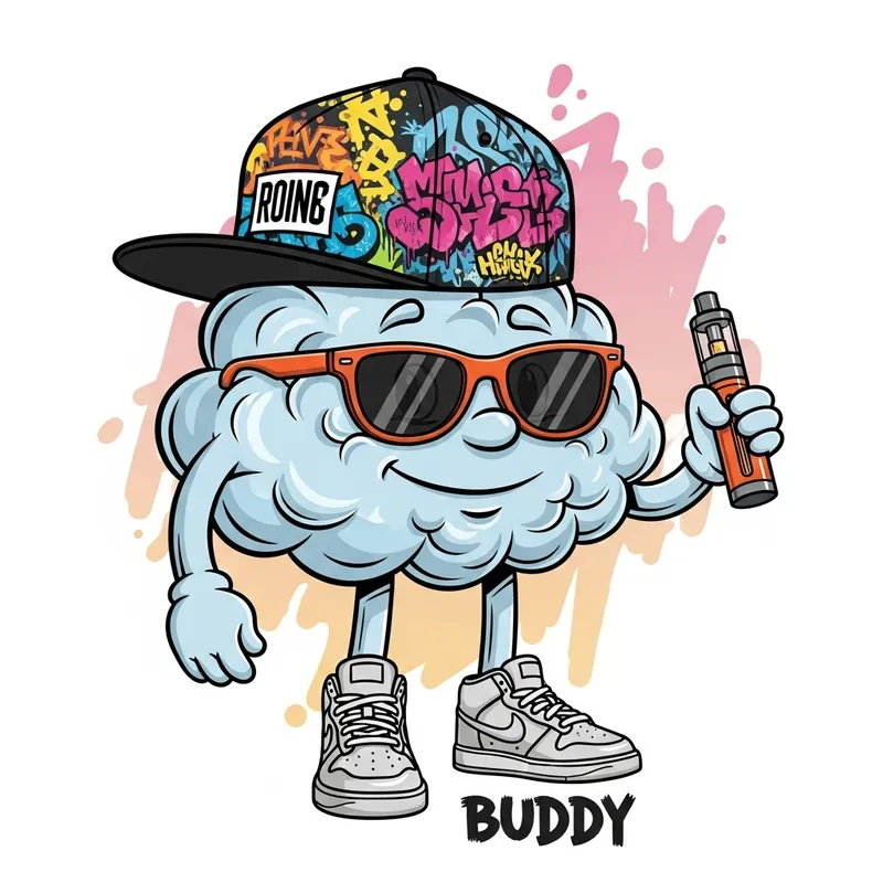 Whimsical Cloud Buddy: Graffiti Style Fun Whimsical Cloud Buddy: Graffiti Style Fun