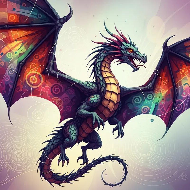 Dynamic Dragon Abstract Art | Surreal Fragmented Image