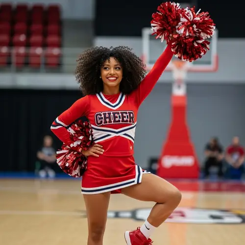 Cheerful Afro American Cheerleader with Vibrant Outfit