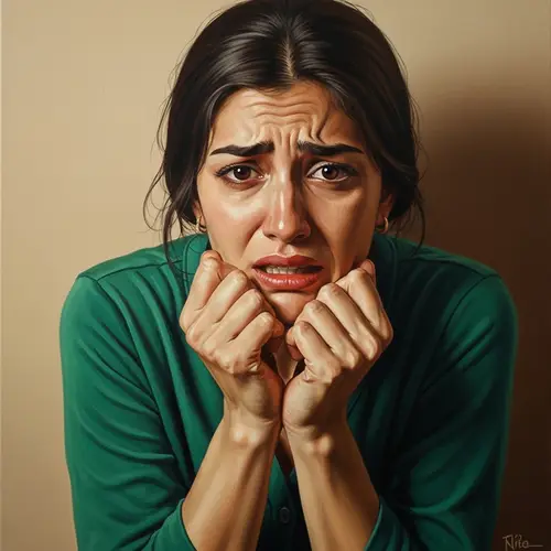 Emotional Turmoil of a 29-Year-Old Tajik Woman in Oil Painting