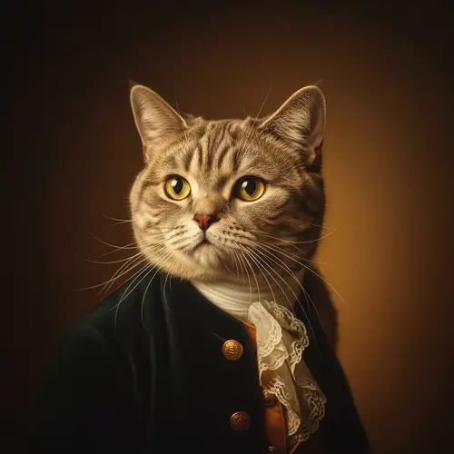 Regal British Shorthair Cat in 18th Century Portrait Style