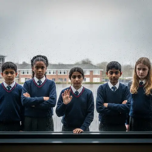 Sad Students Looking Outside in Classroom | Rainy Day Scene