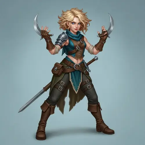 Blonde Human Rogue Girl - Adventurous Character Design