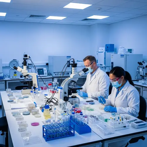 Modern Microbiology Laboratory with Dedicated Researchers