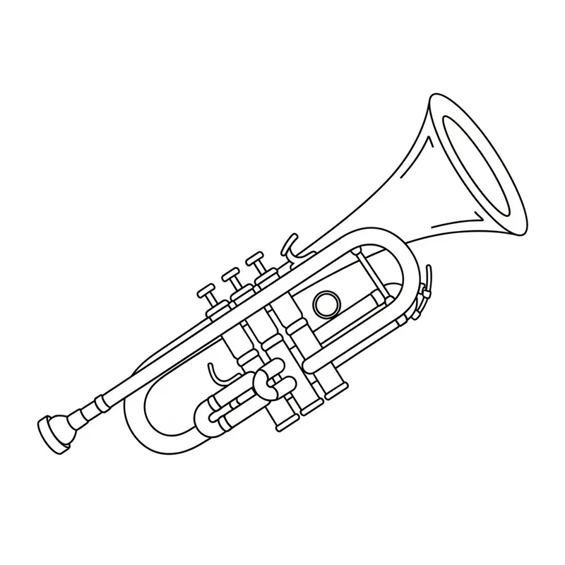 Cute Trumpet Coloring Page for Kids