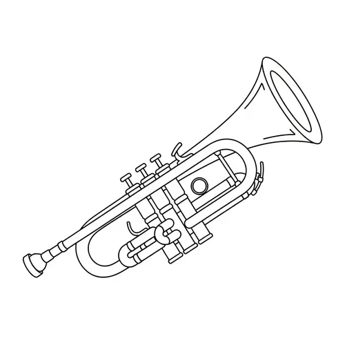 Cute Trumpet Coloring Page for Kids