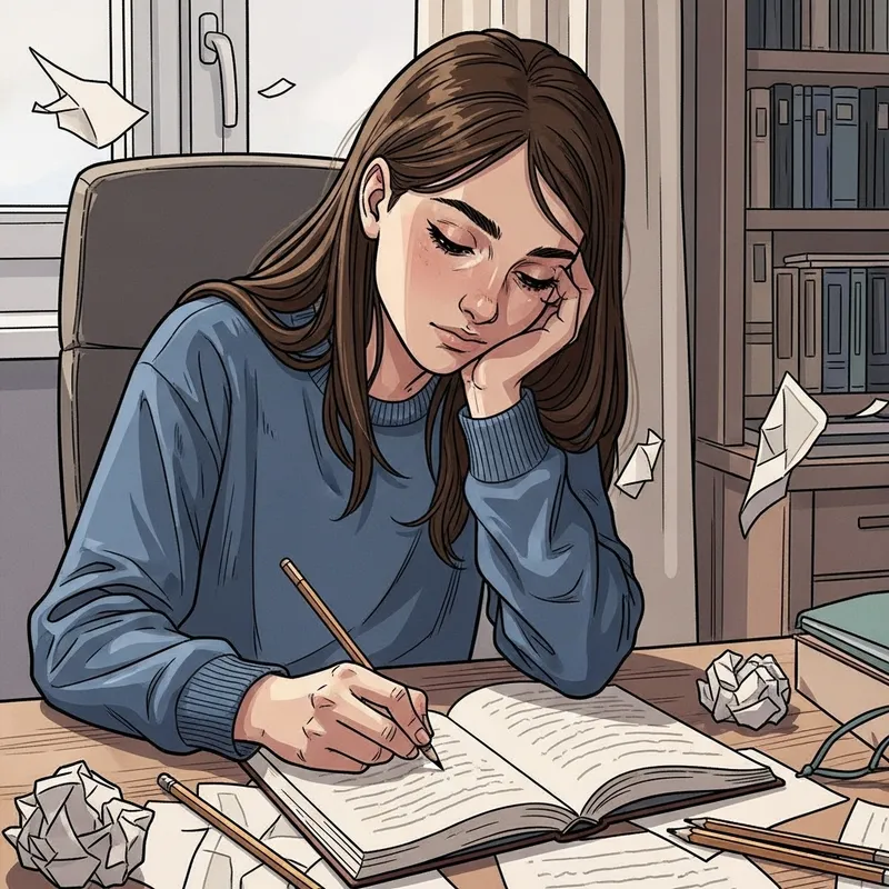 Detailed Lofi Style Illustration of a Thoughtful Girl Writing in a Calm Room Detailed Lofi Style Illustration of a Thoughtful Girl Writing in a Calm Room