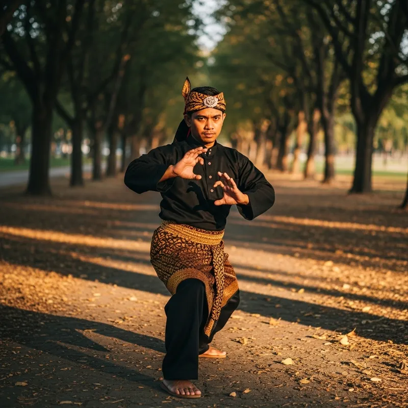 Pencak Silat Warrior in Traditional Attire
