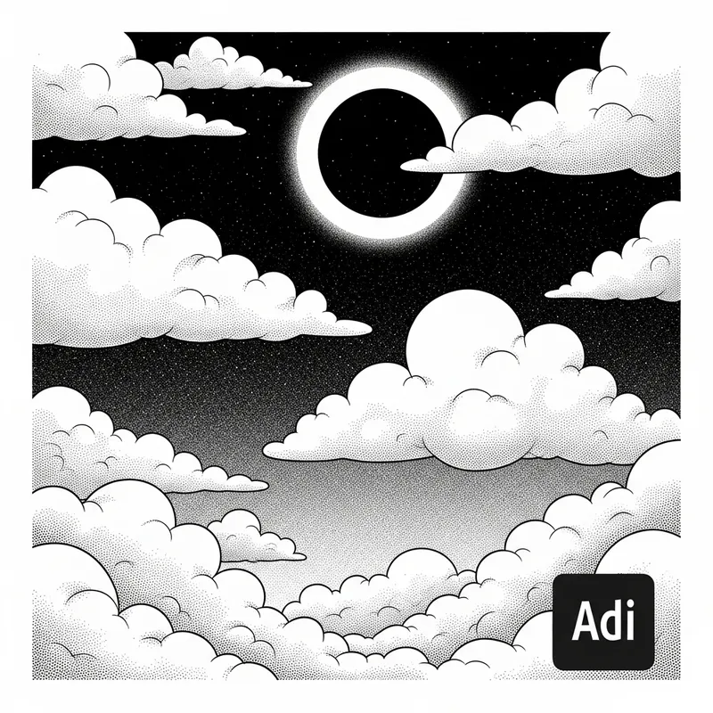 Black and White Clouds Coloring Page - Life and Death Concept