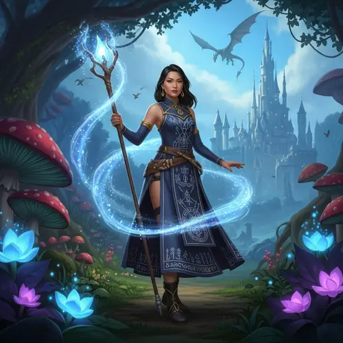 Asian Fantasy Female Character in Enchanting Forest | Castle & Dragon