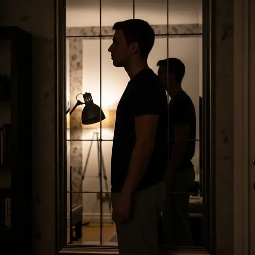 Home Mirror Silhouette Art of a Young Man