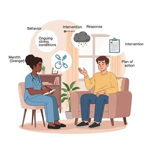 Mental Health Support: Home Visit Illustration with Qualified Professional