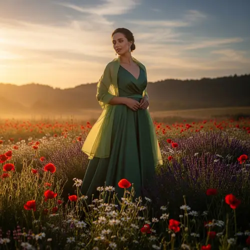 Elegant Evening Gown in Twilight Setting