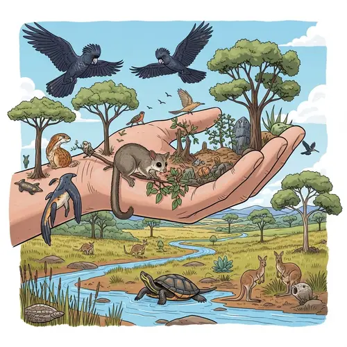 Biodiversity Conservation Illustration: Human Care & Wildlife in SW Australia