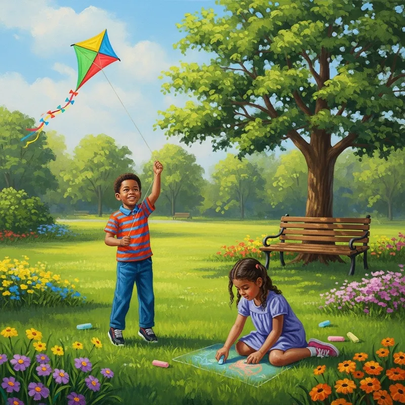 Fun Kids Activities - Kite Flying and Sidewalk Chalk Art