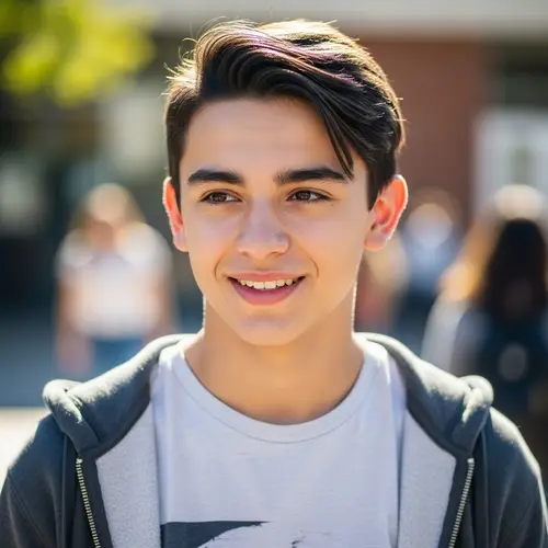 High School Boy with Active Personality and 7:3 Hair Parting