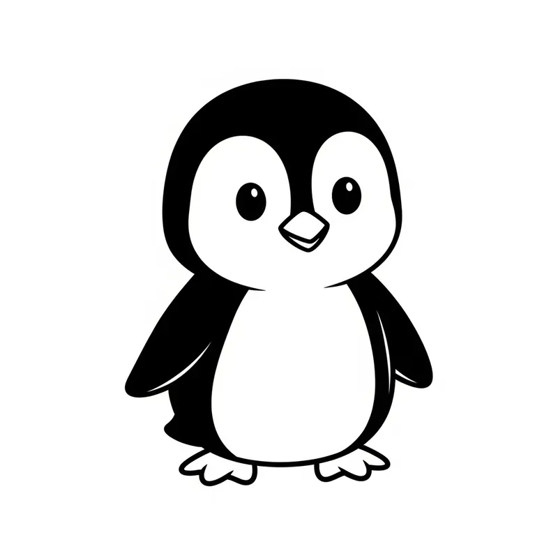 Simple Cartoon Penguin Coloring Page for Toddlers