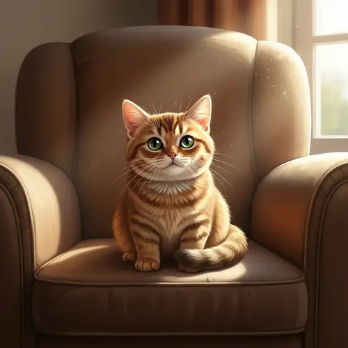 Cozy Housecat Enjoying Sunshine in Large Chair