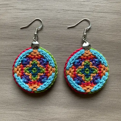 Handmade Bohemian Punch Needle Earrings