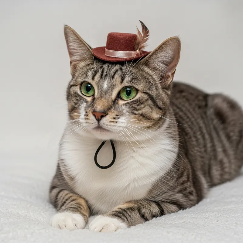 Charming Domestic Cat with Dapper Hat: A Whimsical Feline Fantasy