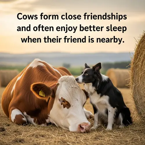Heartwarming Image of Cow and Border Collie Friendship