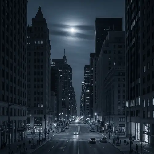 Realistic Silver Night in a Gloomy Cityscape