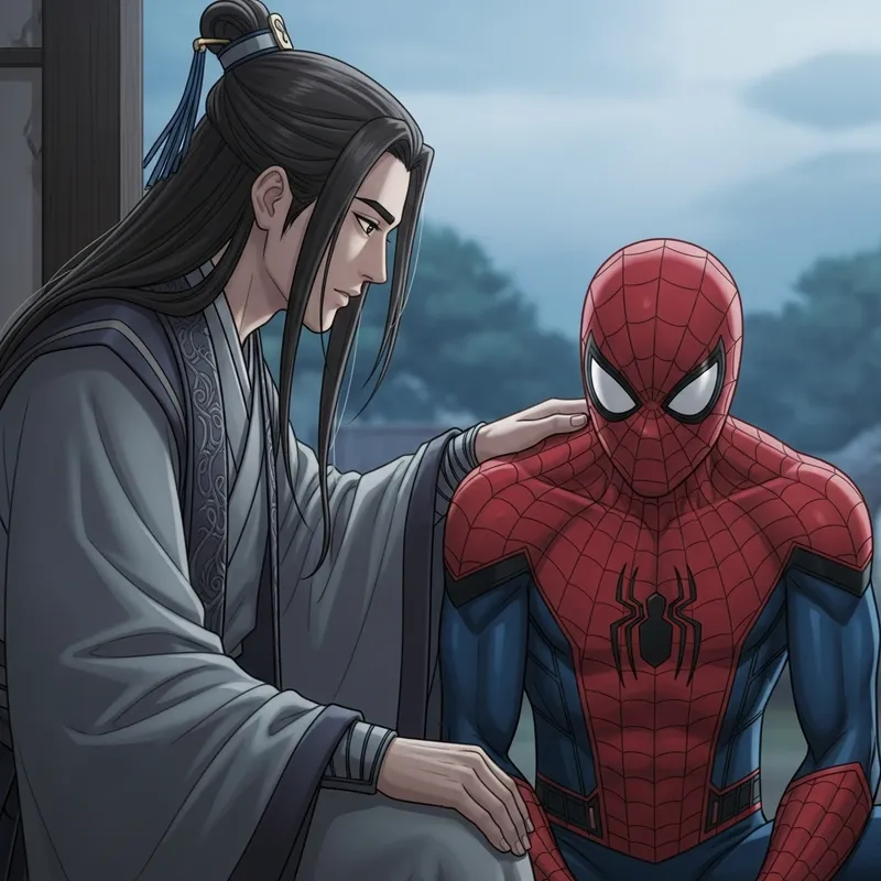 Jesus Comforts Sad Spider-Man in Profound Conversation