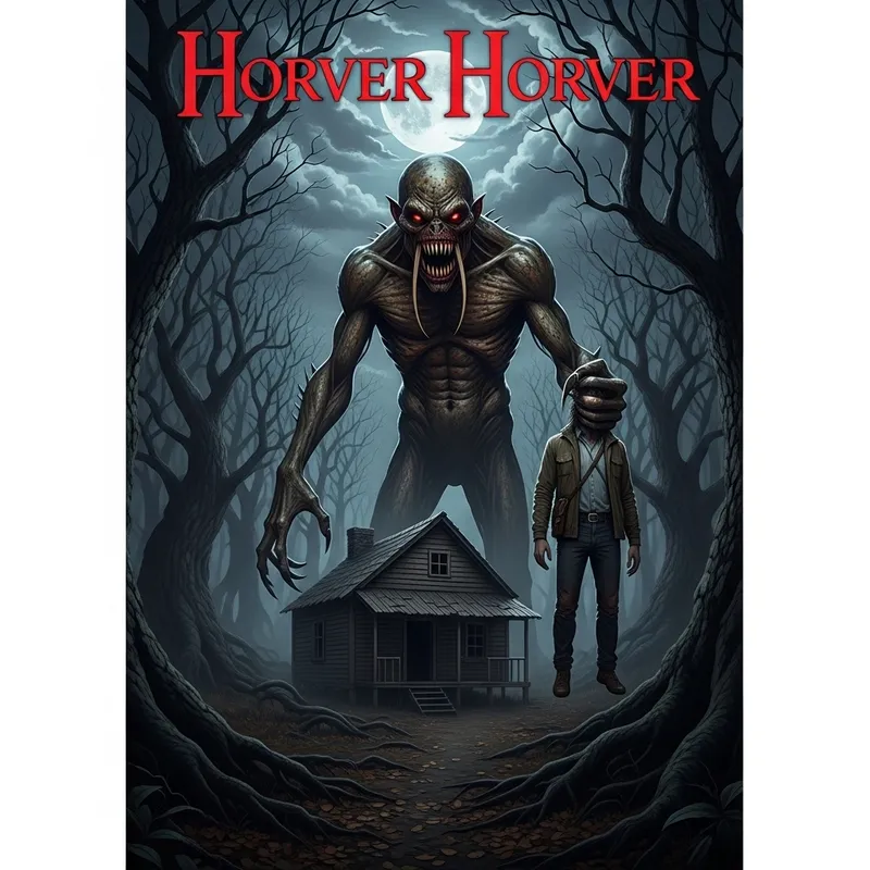 Scary Monster in Forest Cabin: Horror Book Cover