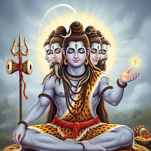 Lord Shiva with Five Faces - Divine and Serene Meditation