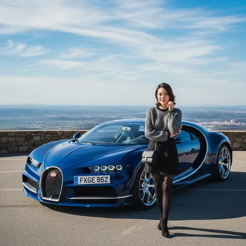 Luxurious Bugatti Vehicle in Stunning Landscape | Elegant Lady