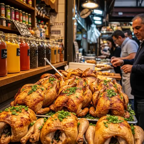 Pollos Asados: Mouth-Watering Roasted Chickens in Spanish Food Market