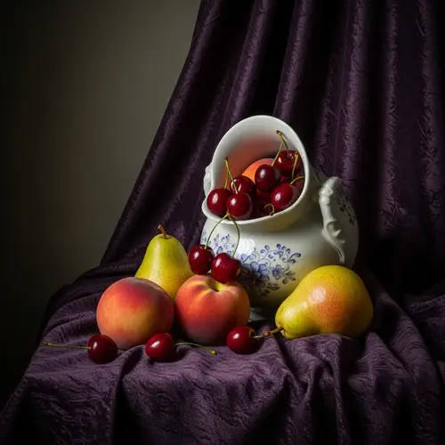 Elegant Still Life Photo: Vase with Fresh Fruits