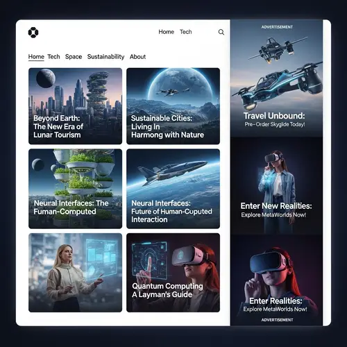 Futuristic Blog: Ads, UI, Tech, Space, Sustainable Living