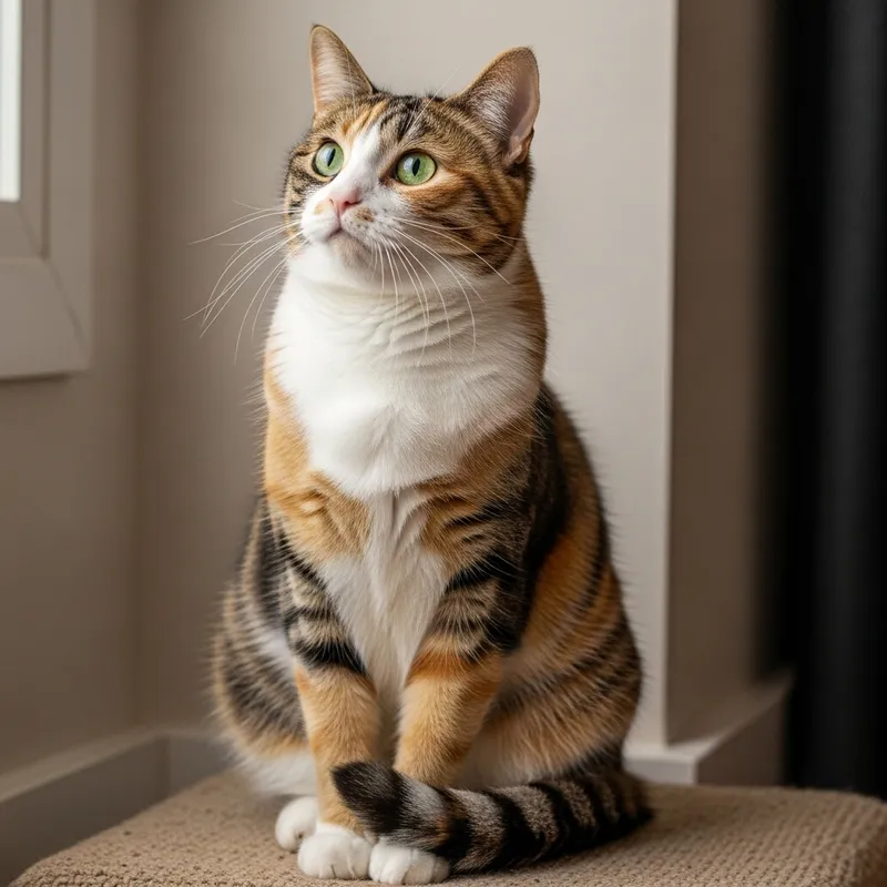 Adorable Calico Cat with Gorgeous Green Eyes