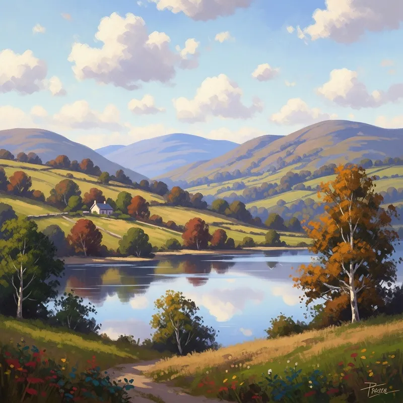 Tranquil Countryside Landscape Painting | Impressionist Art Tranquil Countryside Landscape Painting | Impressionist Art