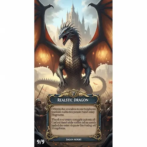 Realistic 9/9 Dragon Trading Card Design | Medieval Fantasy Inspiration