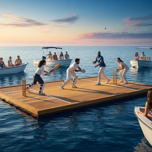 Exciting Cricket Match at Ocean | Diverse Teams & Spectators