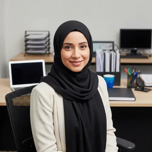 Professional Portrait of Woman in Office Hijab | Workplace Ambiance