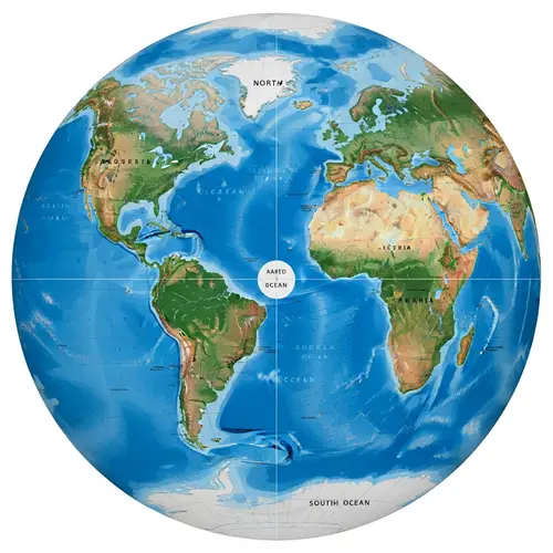 Earth's Continents and Oceans in Cartesian Style