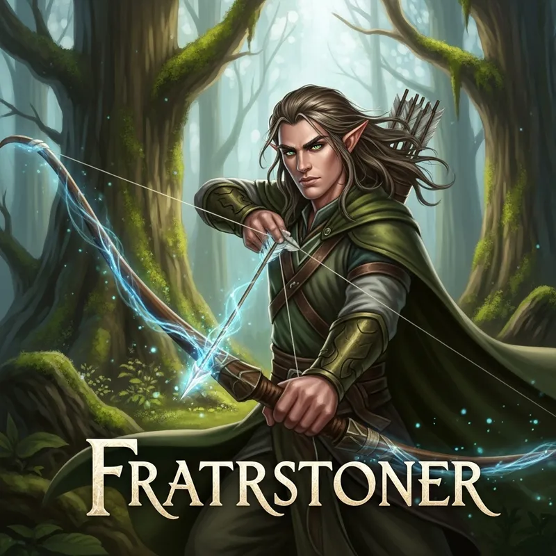 Epic Fantasy Book Cover: Elven Archer in Enchanted Woodland