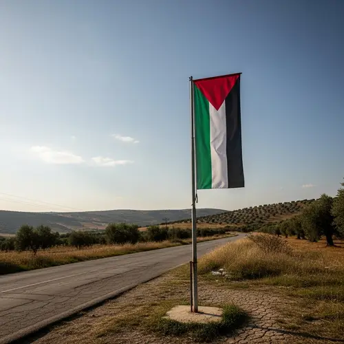 Palestinian Flag Displayed on Roadside