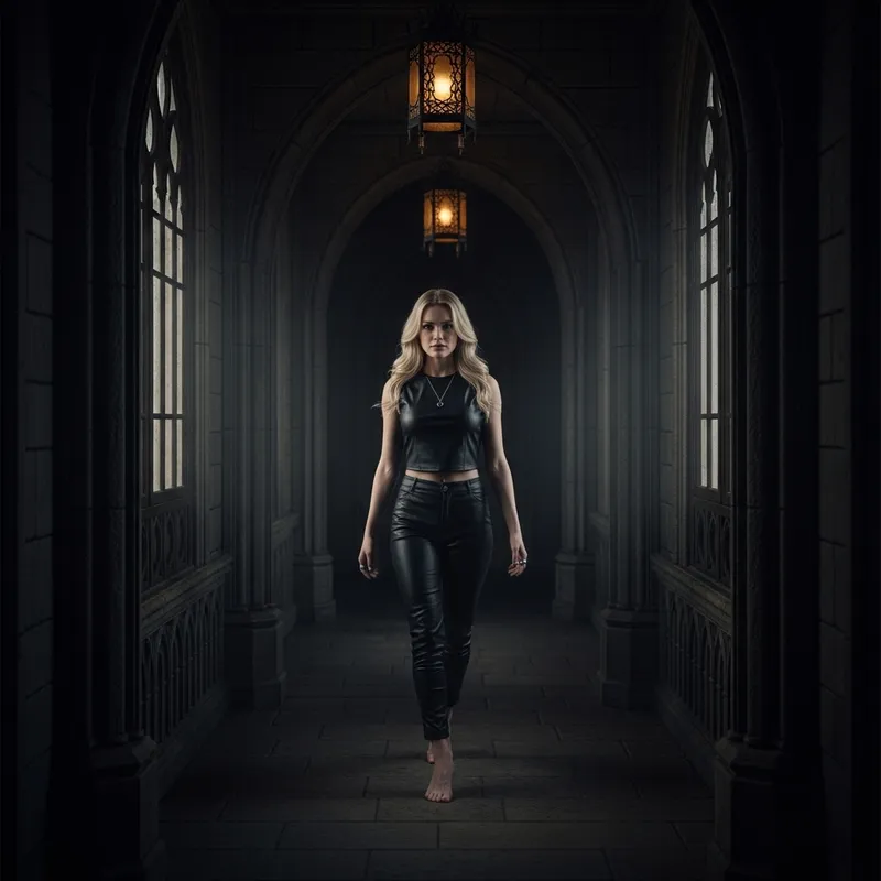 Blonde Woman in Mysterious Medieval Ambiance - Fantasy Cinematic Experience