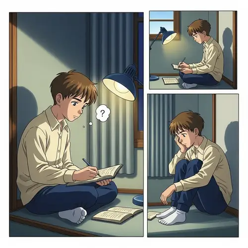 Self-Reflection and Growth: Introspective Boy in Anime Scene