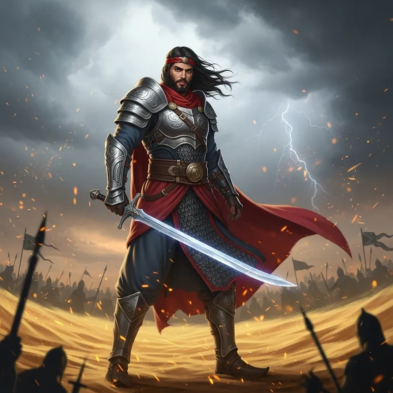 Powerful Middle-Eastern Warrior in Battle Powerful Middle-Eastern Warrior in Battle