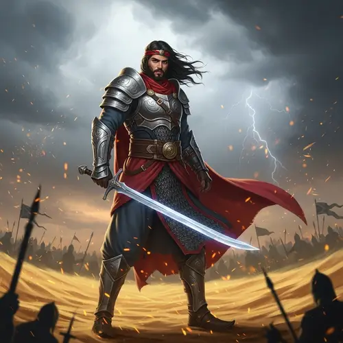Epic Middle-Eastern Warrior in Battle - Powerful Image