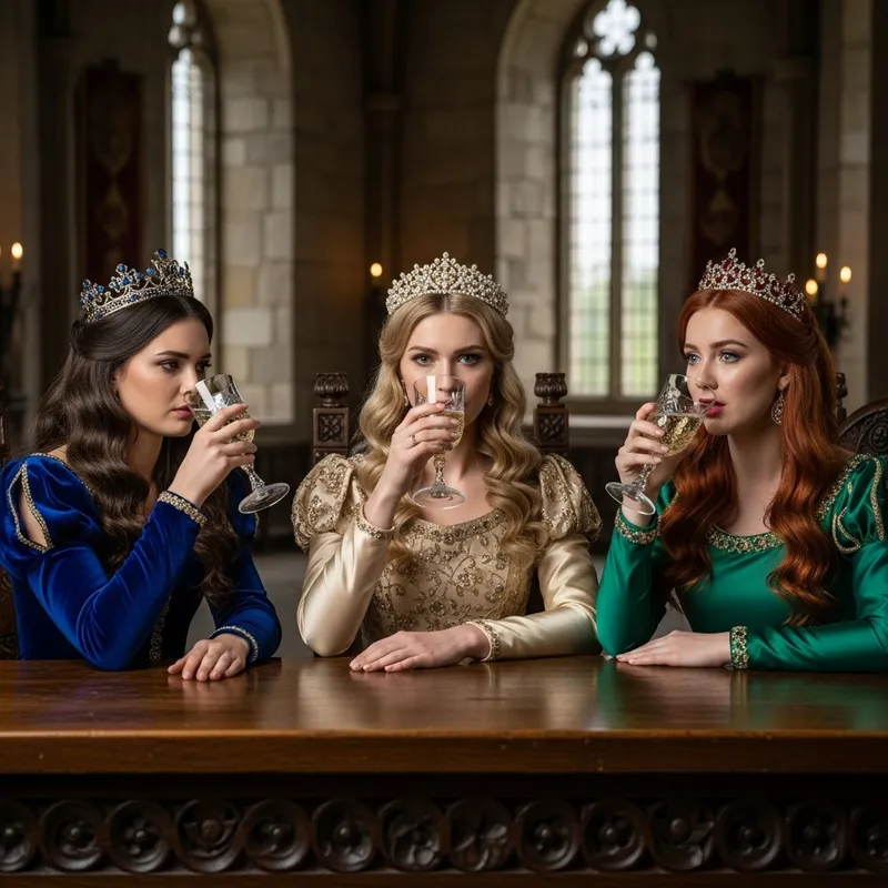 Ariel, Rapunzel, & Cinderella Sad and Drinking Together
