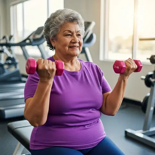 Hispanic Woman Working Out with Dumbbells | Fitness for Seniors